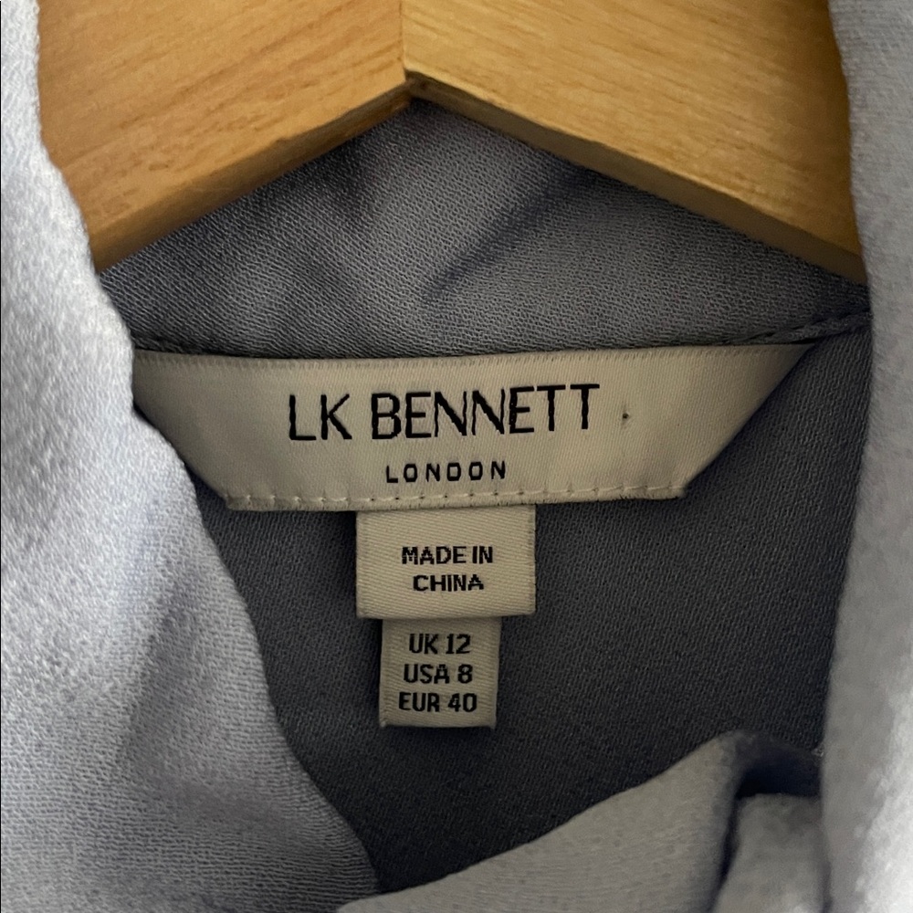 LK Bennett London Hall Tie Neck Blouse Women’s 8 Periwinkle Blue Puff Sleeve - Picture 6 of 8